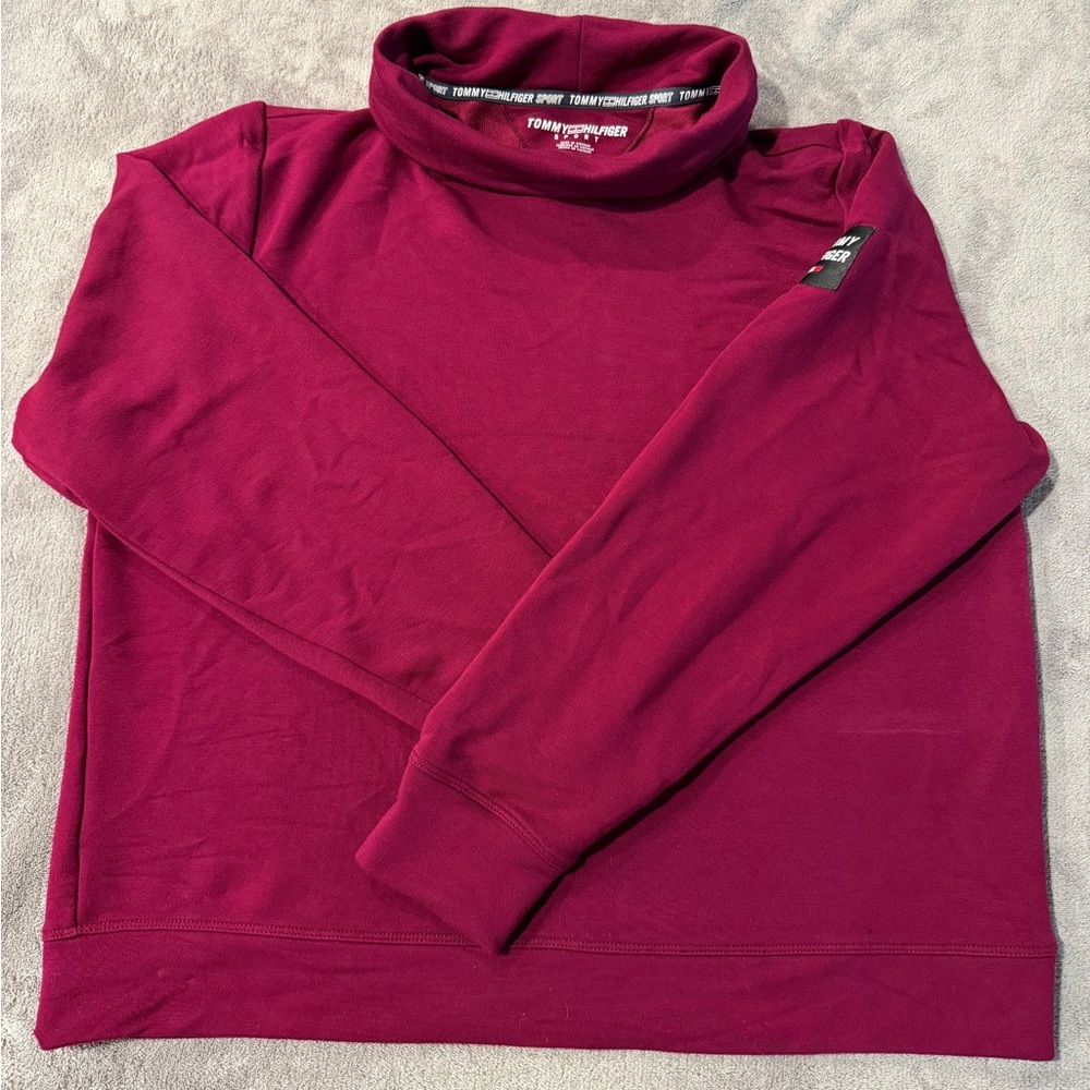 Tommy Hilfiger Women's Deep Berry Red Color Turtleneck Top. Size Medium.